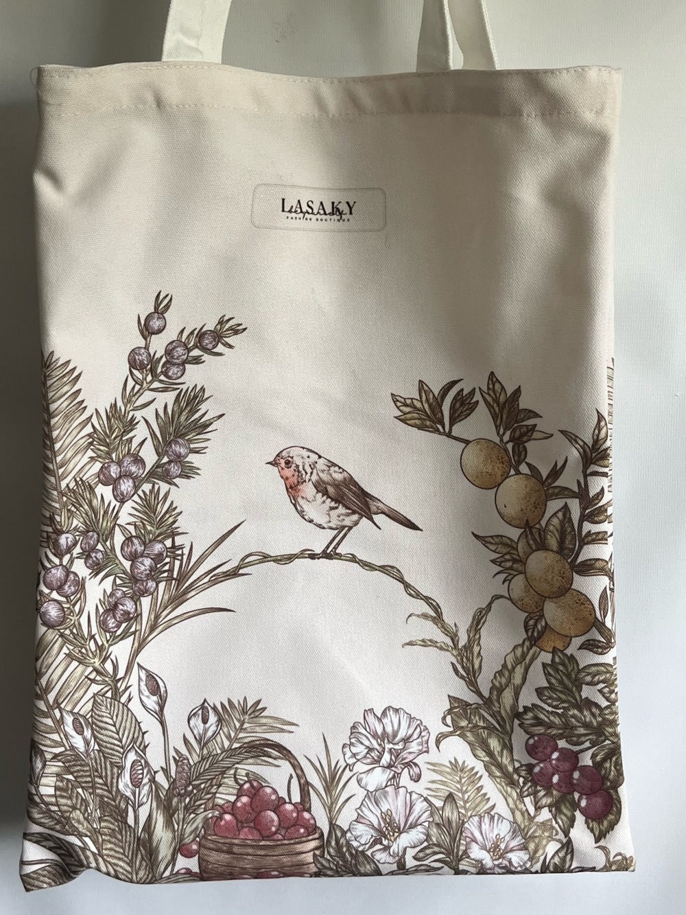 Source Unknown LASAKY Cream Floral Bird Tote